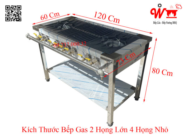 Bếp 2 họng lớn 4 họng nhỏ công nghiệp Hàn Quốc, bếp xào, Khè dùng Gas - Ảnh 9
