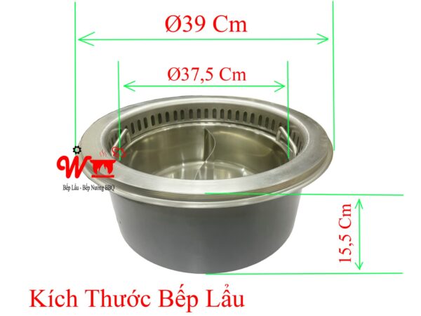 Bếp lẩu tròn âm bàn nhà hàng, có thể lắp hút mùi, đẹp, sang trọng, 2 ngăn - Ảnh 9