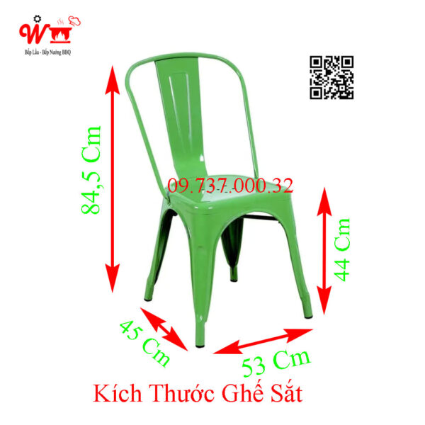 Ghế sắt có tựa lưng, sơn tĩnh điện có nhiều màu, xanh, đỏ, vàng, đen, trắng, nâu đất, ghi...đẹp, bền - Ảnh 19