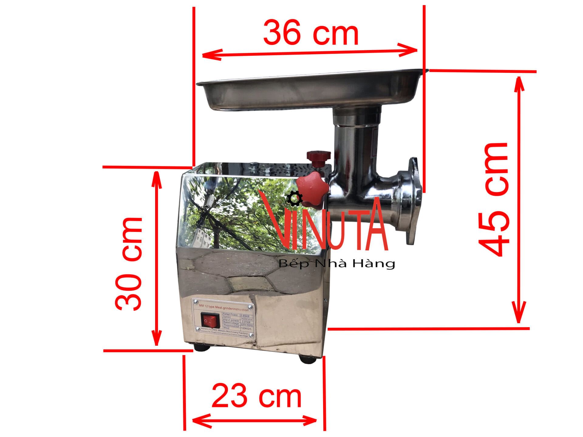 kích thước máy xay thịt