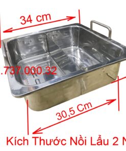 Alternative view of Nồi lẩu inox vuông, tròn loại 1, 2, 3 ,4 Ngăn dùng bếp từ, gas, cồn, than