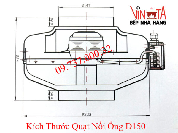 Quạt nối ống phi 150 mm, Quạt hút mùi, thông gió nối ống tròn giá rẻ - Ảnh 5