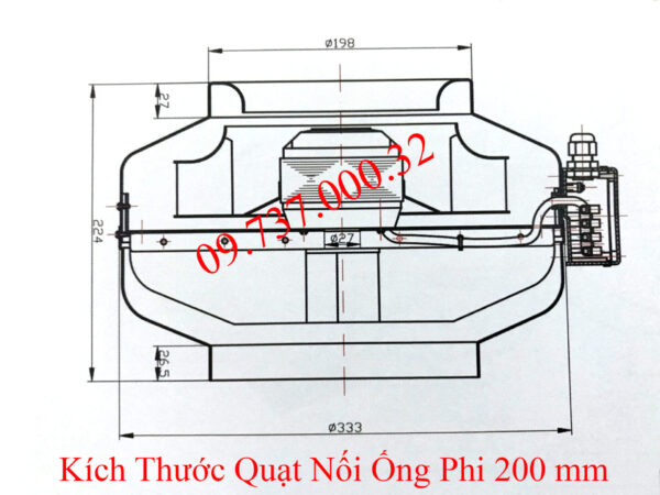 Quạt nối ống phi 200 mm, quạt hút mùi thông gió nối ống tròn giá rẻ bền - Ảnh 3