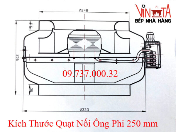 Quạt nối ống phi 250 mm, quạt hút mùi, thông gió nối ống tròn d250 mm giá rẻ - Ảnh 4