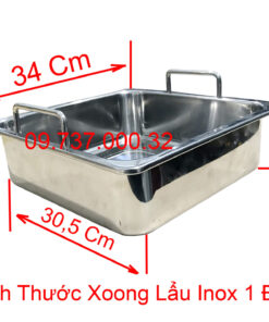 Alternative view of nồi lẩu inox 1 đáy | xoong nấu lẩu vuông 1 ngăn đáy từ, nồi ăn lẩu bếp từ giá rẻ