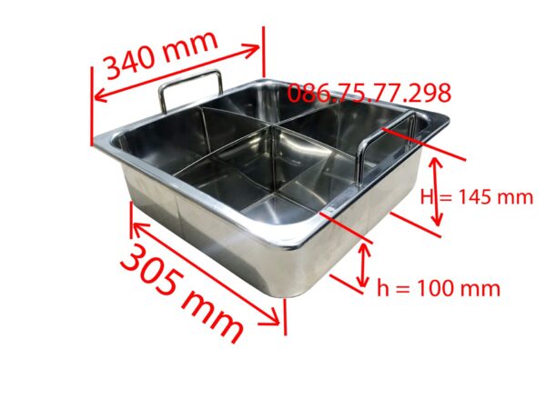 Nồi lẩu inox vuông, tròn loại 1, 2, 3 ,4 Ngăn dùng bếp từ, gas, cồn, than - Ảnh 4