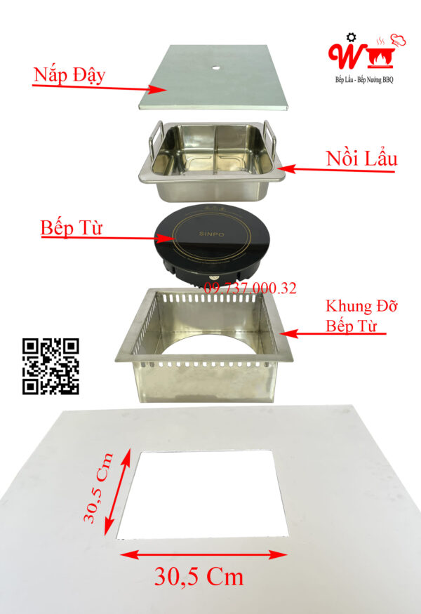 Bếp lẩu âm bàn nhỏ dùng cho 2 đến 4 người, bàn ăn nhỏ - Ảnh 3