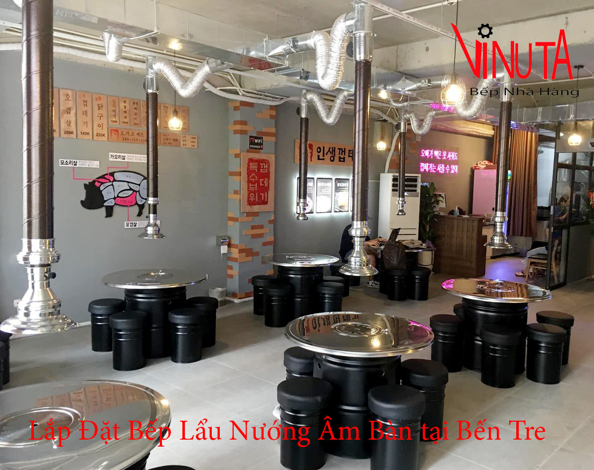 lắp đặt bếp lẩu nướng âm bàn tại bến tre