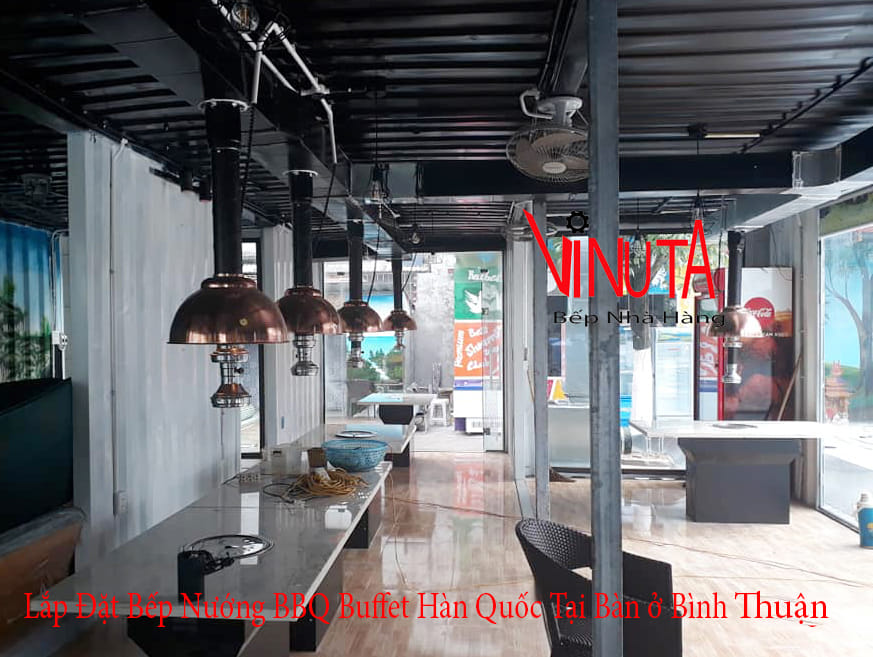 lắp đặt bếp nướng bbq buffet hàn quốc tại bàn ở bình thuận