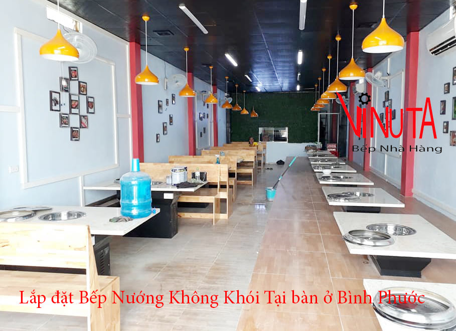lắp đặt bếp nướng không khói tại bàn ở bình phước