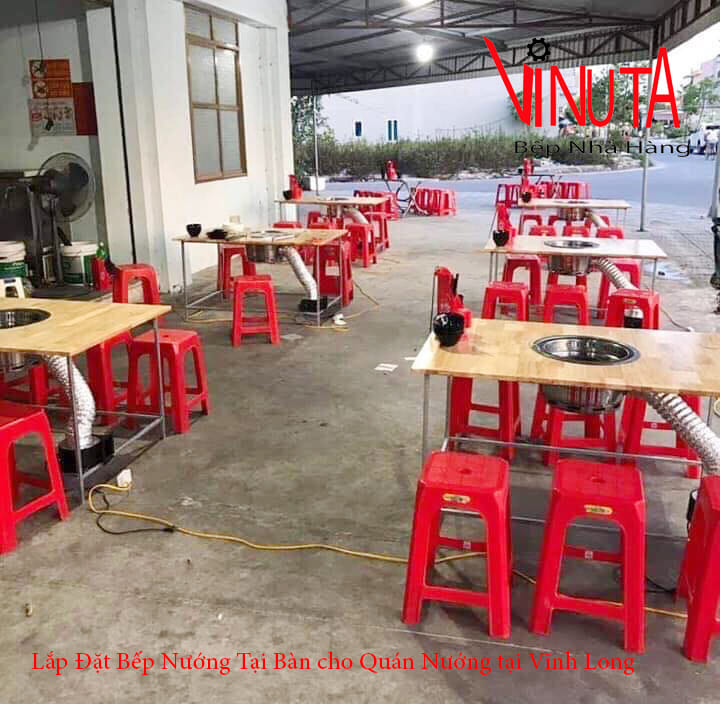 lắp đặt bếp nướng tại bàn cho quán nướng tại Vĩnh Long