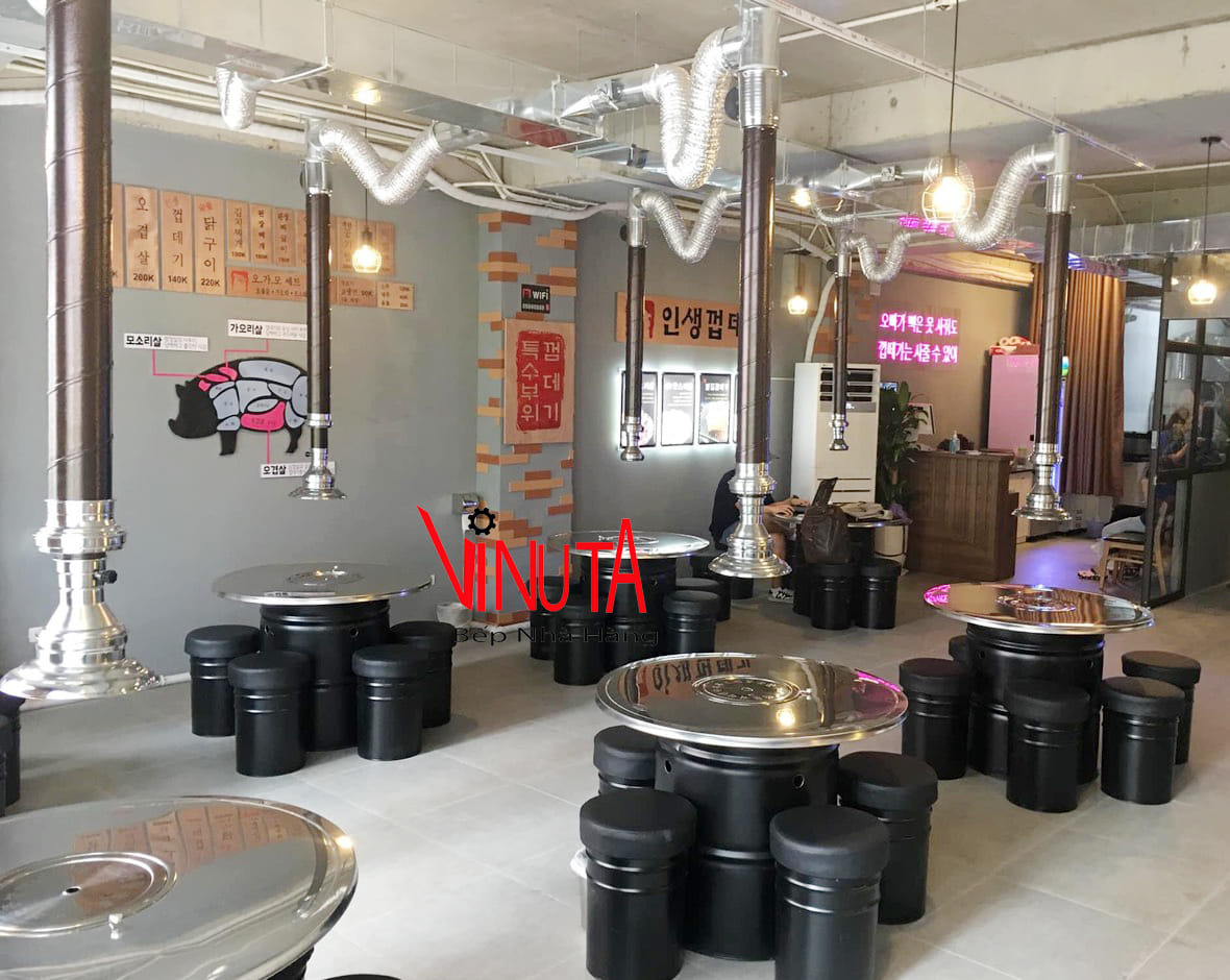 lắp đặt bếp nướng than hoa âm bàn tại hưng yên