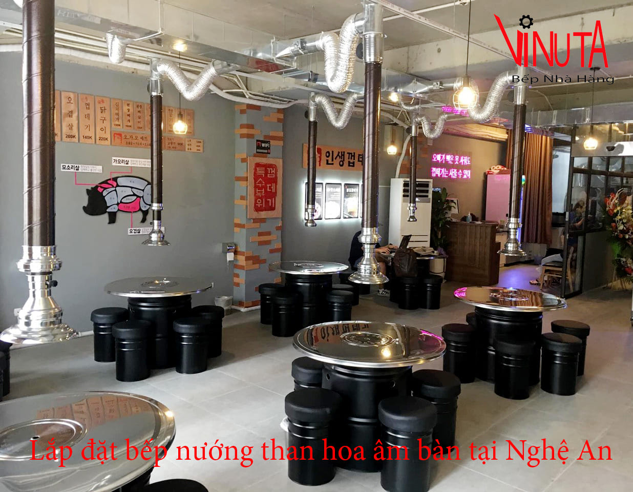 lắp đặt bếp nướng than hoa âm bàn tại nghệ an