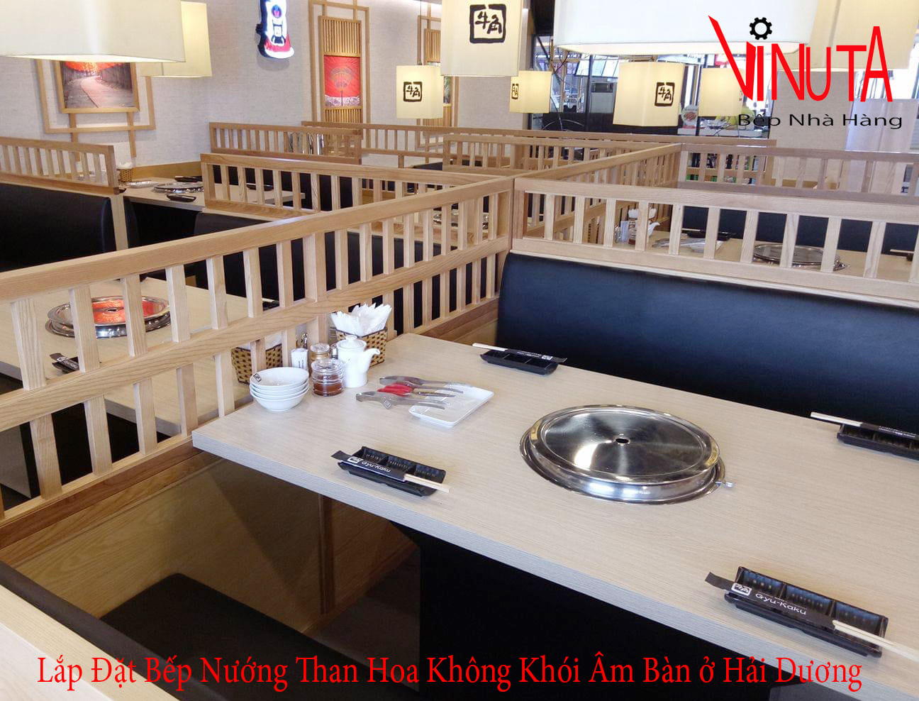 lắp đặt bếp nướng than hoa không khói âm bàn ở hải dương