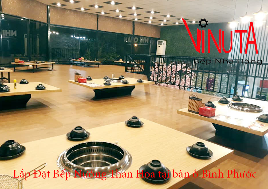lắp đặt bếp nướng than hoa tại bàn ở bình phước