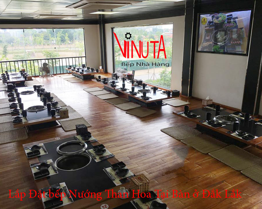lắp đặt bếp nướng than hoa tại bàn ở đắk lắk