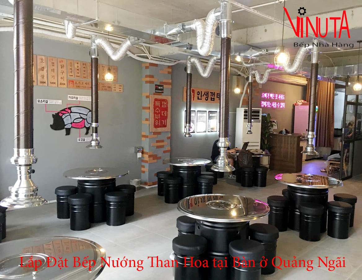 lắp đặt bếp nướng than hoa tại bàn ở quảng ngãi