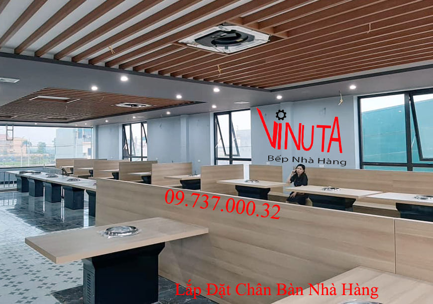 lắp đặt chân bàn ăn nhà hàng