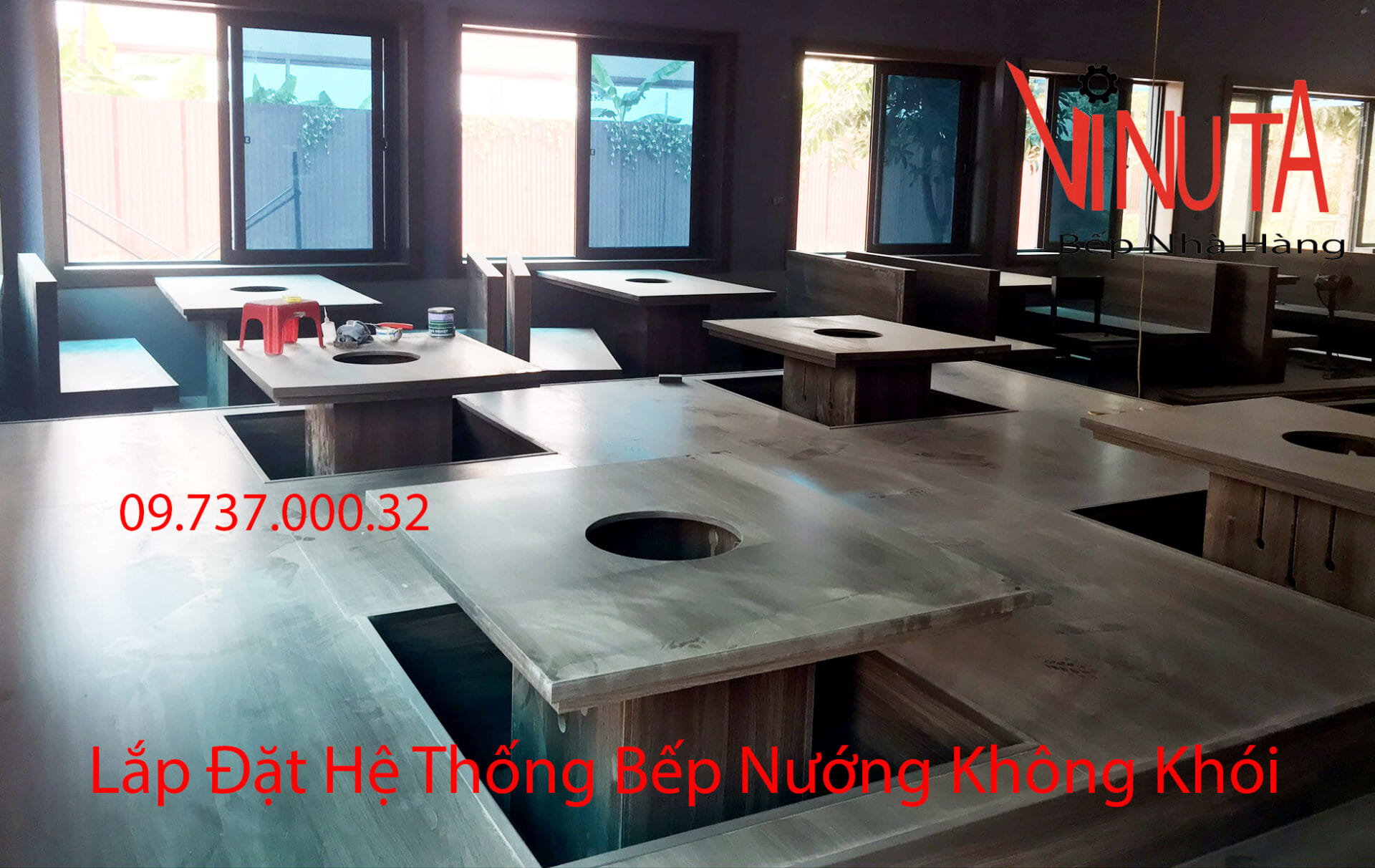 lắp đặt hệ thống bếp nướng không khói