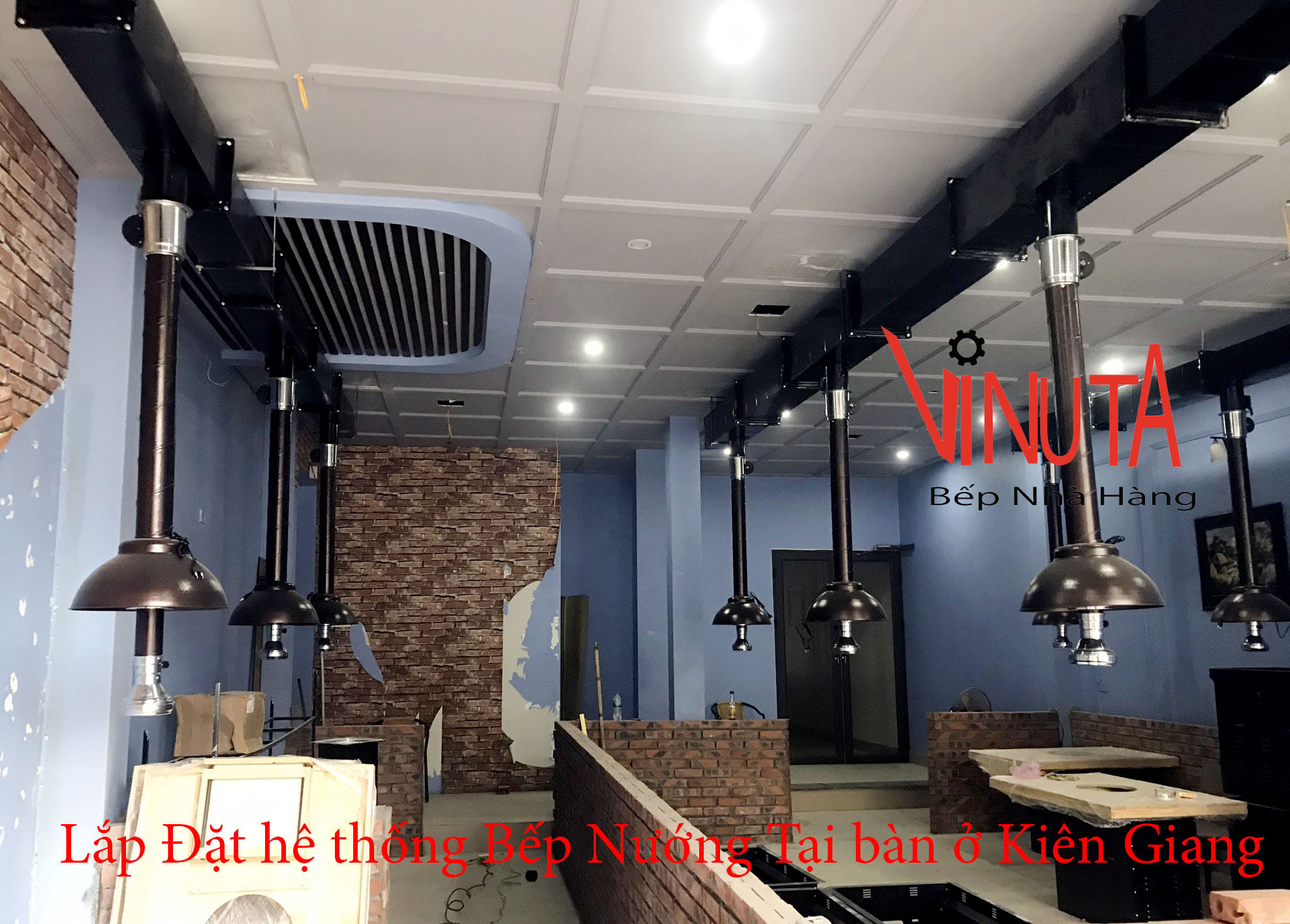 lắp đặt hệ thống bếp nướng tại bàn ở Kiên giang