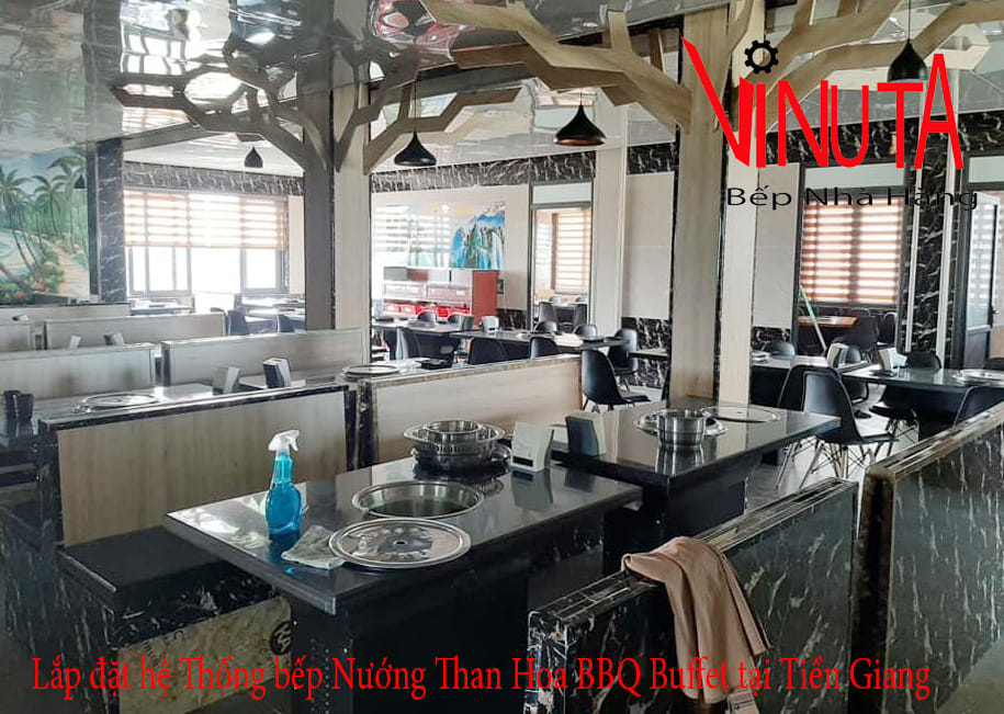 lắp đặt hệ thống bếp nướng than hoa bbq buffet tại tiền giang