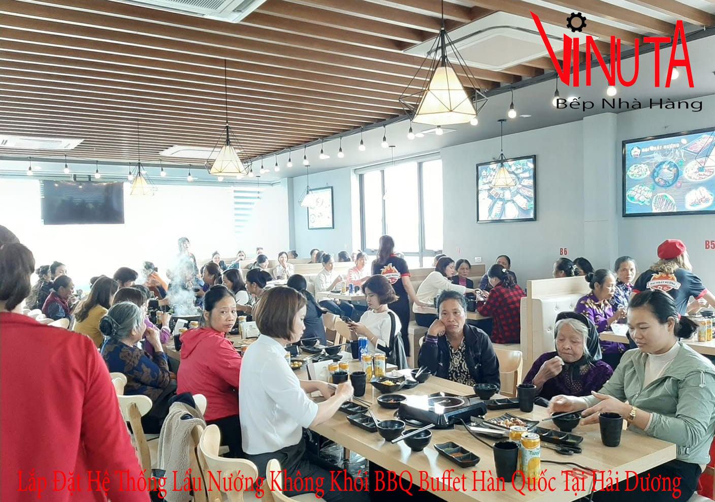 lắp đặt hệ thống lẩu nướng không khói bbq buffet hàn quốc tại hải dương