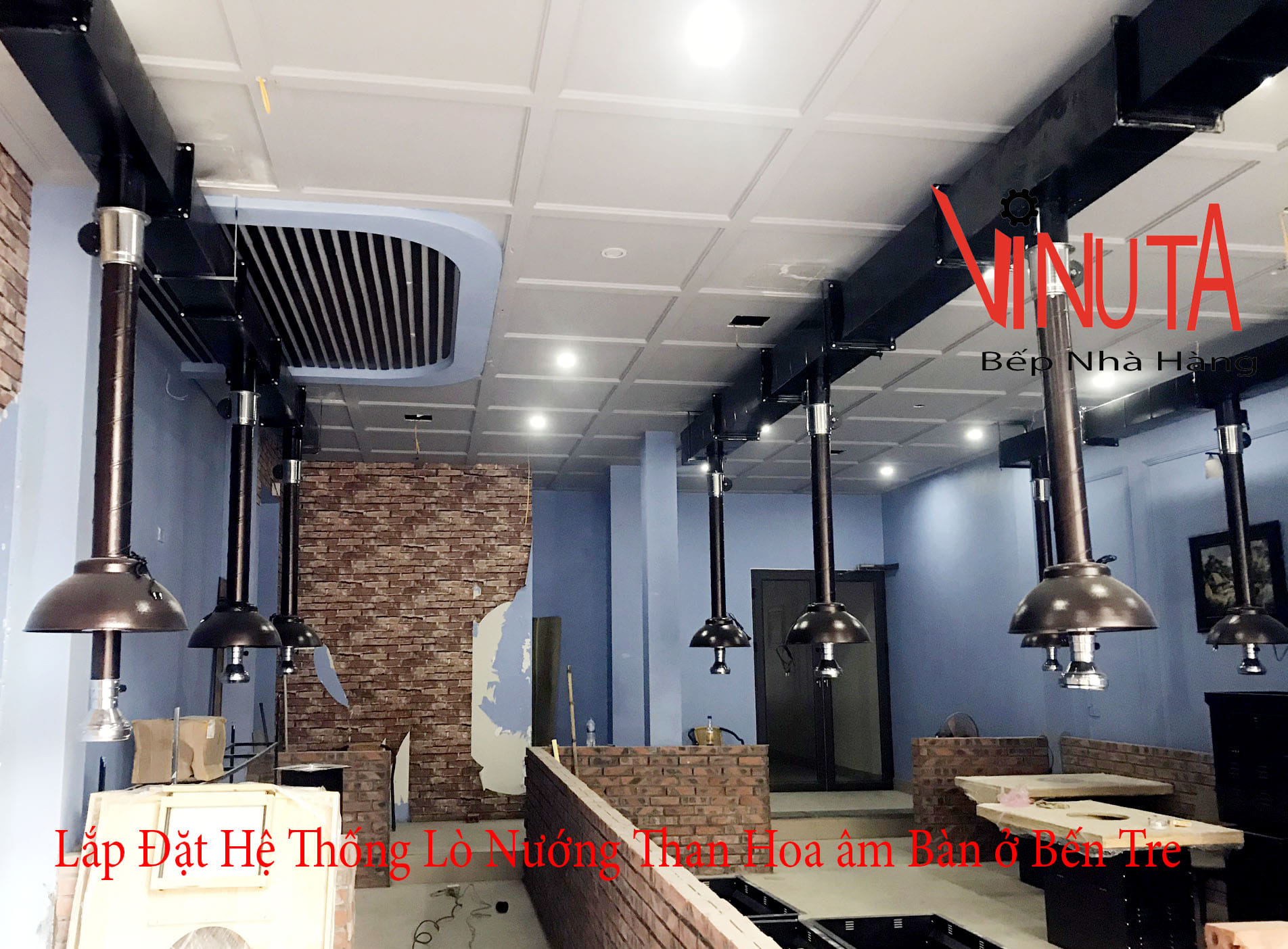 lắp đặt hệ thống lò nướng than hoa âm bàn ở bến tre