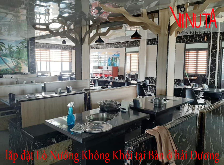 lắp đặt lò nướng không khói tại bàn ở hải dương
