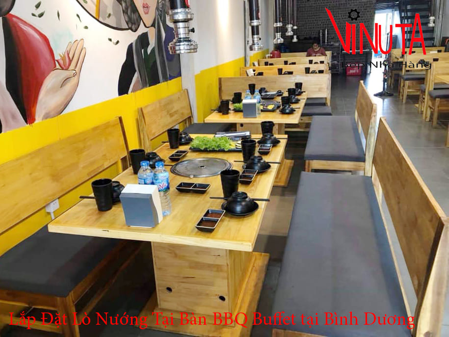 lắp đặt lò nướng tại bàn bbq buffet tại bình dương