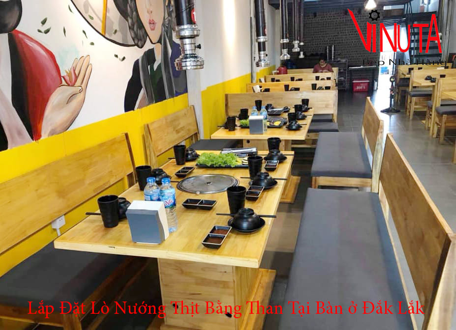 lắp đặt lò nướng thịt bằng than tại bàn ở đắk lắk