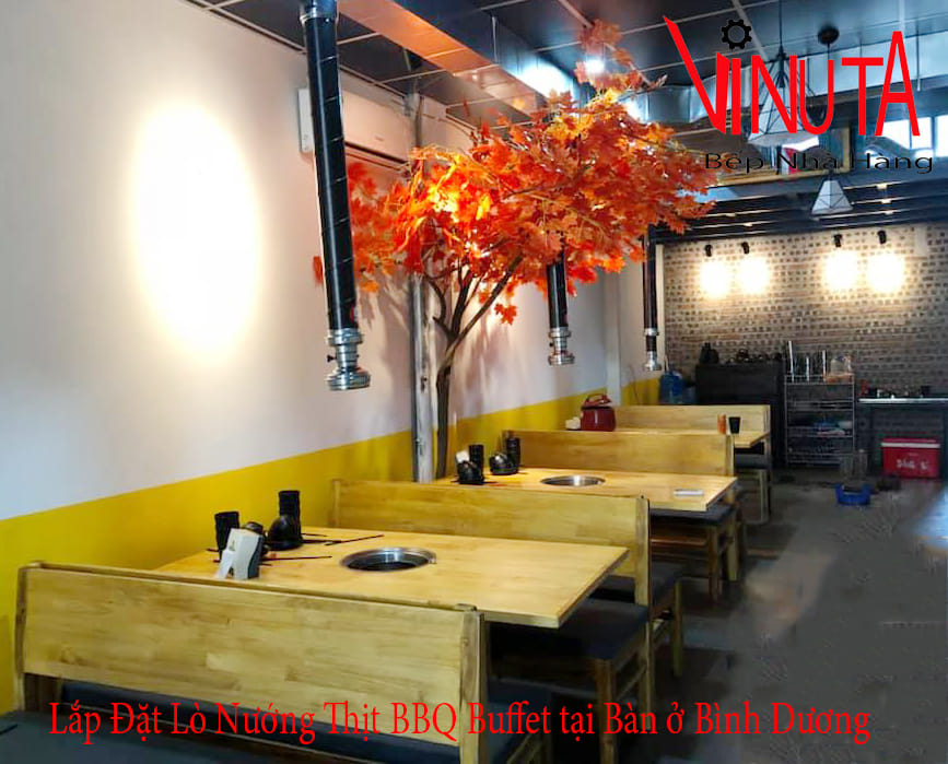 lắp đặt lò nướng thịt bbq tại bàn ở bình dương