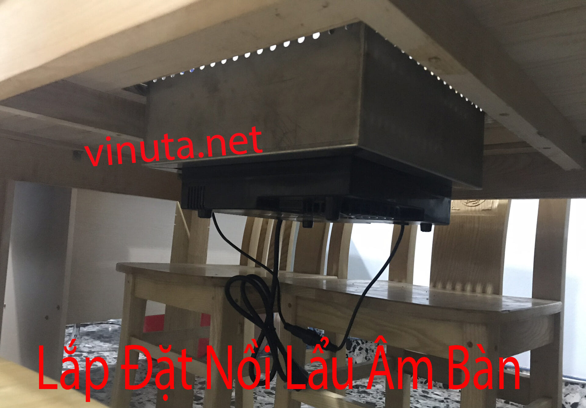 lắp đặt nồi lẩu âm bàn