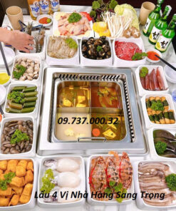 Alternative view of Bếp từ lẩu vuông nhà hàng, bếp từ âm bàn 2000w, nồi lẩu vuông 4 ngăn