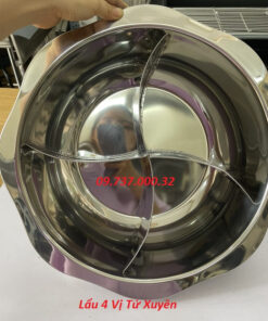 Alternative view of Nồi lẩu tròn 4 ngăn, nồi inox 4 vị dành cho nhà hàng, nồi dùng bếp từ, ga