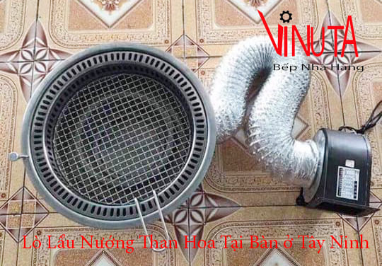 lò lẩu nướng than hoa tại bàn ở tây ninh