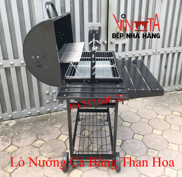 Bếp nướng than ngoài trời, lò nướng thùng phi tự xoay chân cao giá rẻ - Ảnh 6