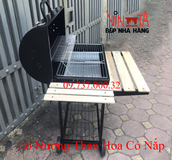 lò nướng than ngoài trời, bếp nướng bbq home chân cao có nắp đậy giá rẻ - Ảnh 15