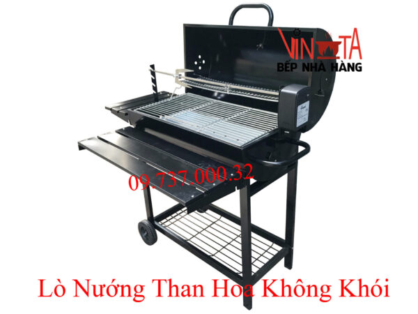 Bếp nướng than ngoài trời, lò nướng thùng phi tự xoay chân cao giá rẻ - Ảnh 8