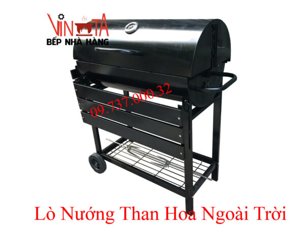 Bếp nướng than ngoài trời, lò nướng thùng phi tự xoay chân cao giá rẻ - Ảnh 9