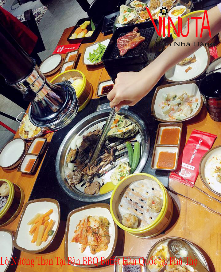 lò nướng than tại bàn bbq buffet hàn quốc tại phú thọ