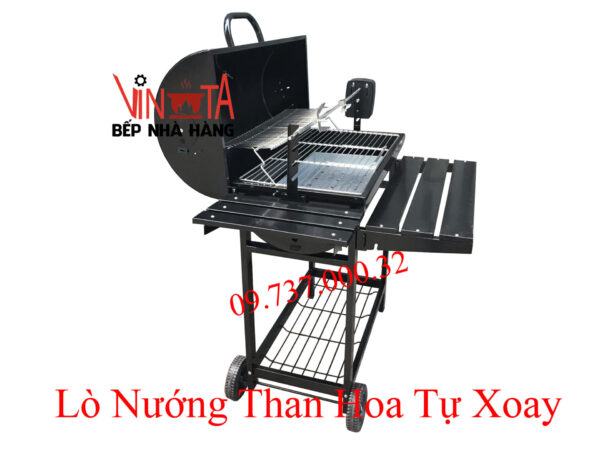Bếp nướng than ngoài trời, lò nướng thùng phi tự xoay chân cao giá rẻ - Ảnh 11