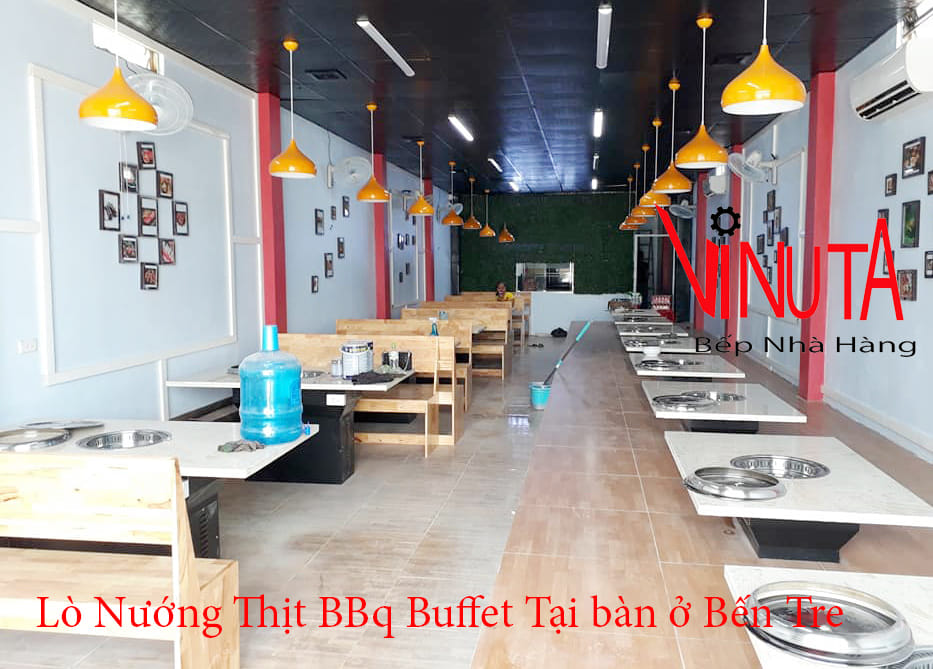 lò nướng thịt bbq buffet tại bàn ở bến tre