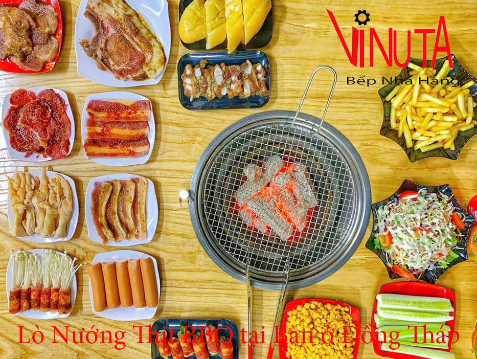 lò nướng thịt bbq tại bàn ở đồng tháp