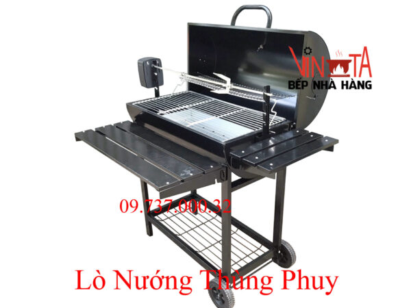 Bếp nướng than ngoài trời, lò nướng thùng phi tự xoay chân cao giá rẻ - Ảnh 4