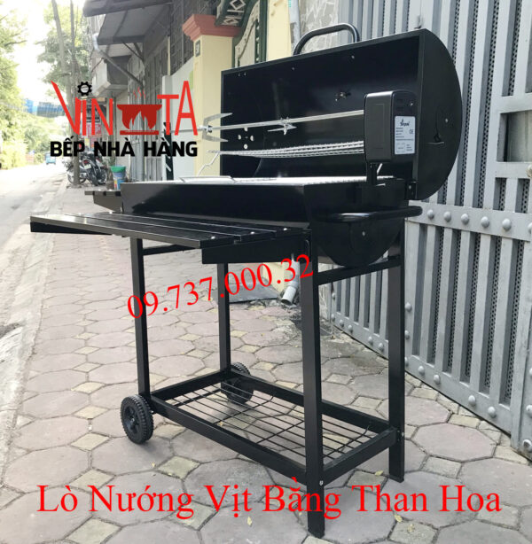 Bếp nướng than ngoài trời, lò nướng thùng phi tự xoay chân cao giá rẻ - Ảnh 12