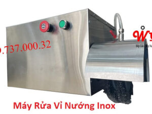 Máy rửa vỉ nướng inox, máy chà vỉ, máy vệ sinh vỉ nướng bán tự động