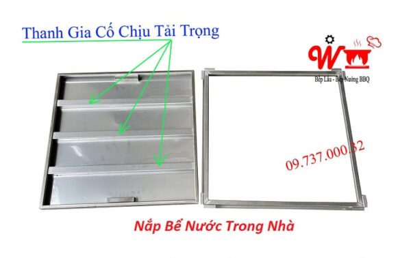 Nắp bể nước trong nhà, nắp đậy bể nước âm sàn, inox 304, chống mùi tốt