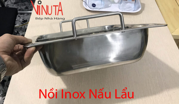 Nồi lẩu hai ngăn inox hình vuông, xoong nấu lẩu inox 2 đáy riêng biệt giá rẻ - Ảnh 7