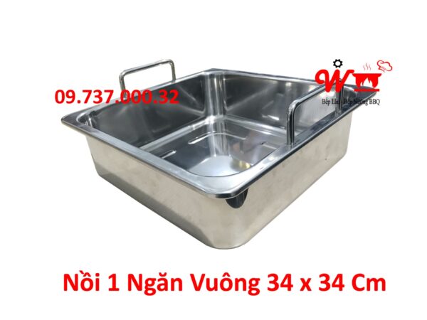Nồi lẩu inox vuông, tròn loại 1, 2, 3 ,4 Ngăn dùng bếp từ, gas, cồn, than - Ảnh 5