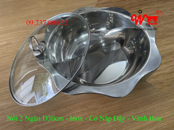 Nồi lẩu inox vuông, tròn loại 1, 2, 3 ,4 Ngăn dùng bếp từ, gas, cồn, than - Ảnh 14